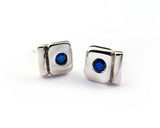 Sterling Silver Sapphire Geometric Stud Earrings