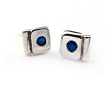 Sterling Silver Sapphire Geometric Stud Earrings