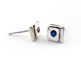 Sterling Silver Sapphire Geometric Stud Earrings