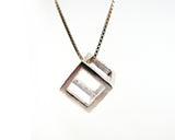 Cube Pendant Sterling Silver Cube Necklace | Silver Sculptor