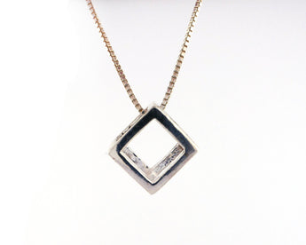 Sterling Silver Cube Necklace | Silver Sculptor