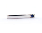 Sterling Silver Sapphire Bezel Set Slide Tie Bar | Silver Sculptor