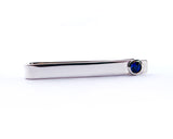 Sterling Silver Sapphire Bezel Set Slide Tie Bar | Silver Sculptor