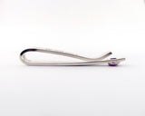 Sterling Silver Sapphire Bezel Set Slide Tie Bar | Silver Sculptor