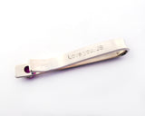 Sterling Silver Sapphire Bezel Set Slide Tie Bar | Silver Sculptor