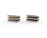 Rectangle Layer Studs in Sterling Silver | Silver Sculptor