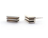 Rectangle Layer Studs in Sterling Silver | Silver Sculptor