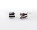 Square Layer Studs in Sterling Silver | Silver Sculptor