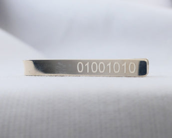 Personalized Sterling Silver Binary Slide Tie Bar