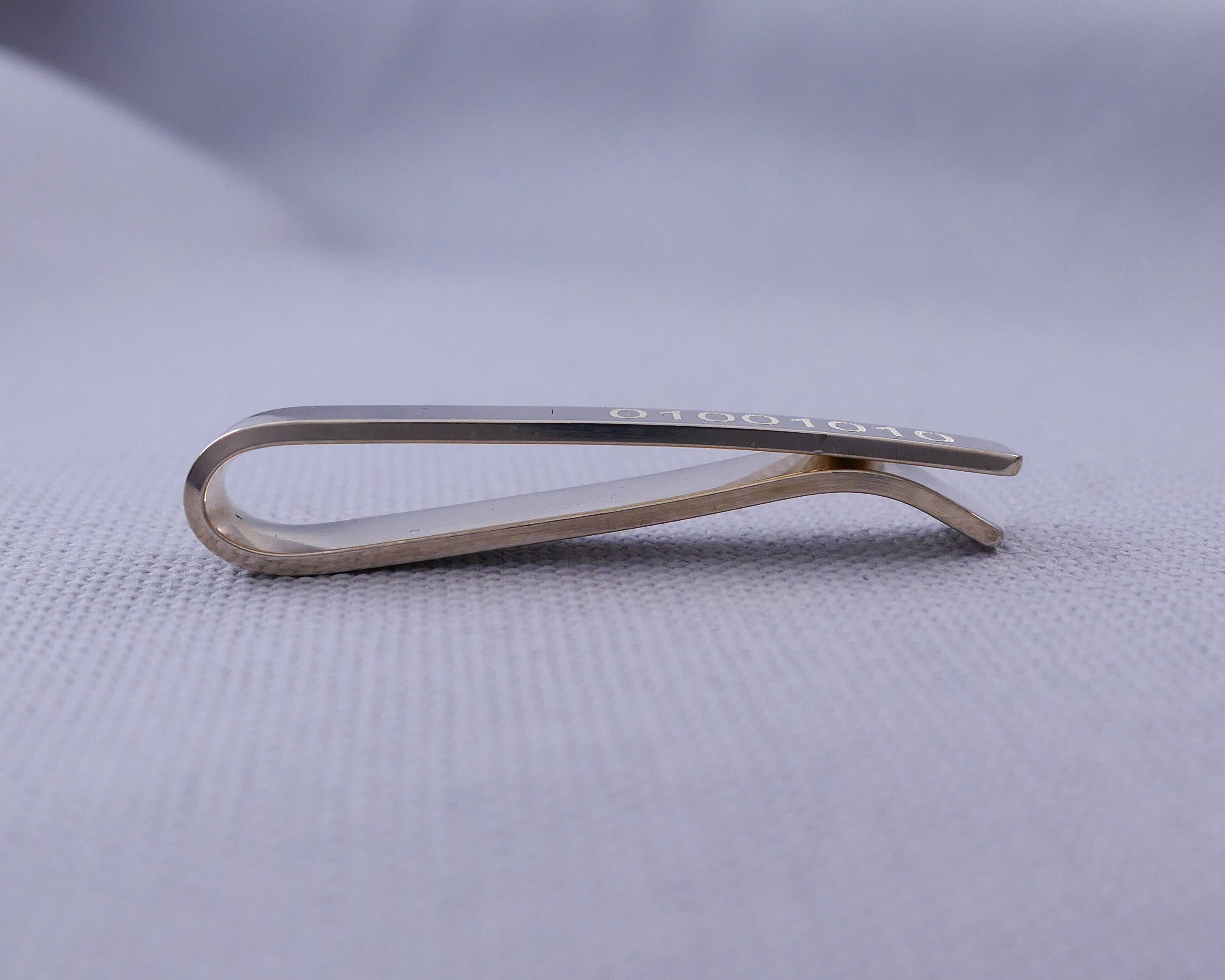 Personalized Sterling Silver Binary Slide Tie Bar