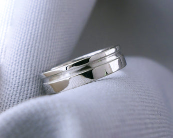 14K White Gold Geometric Cut Out Ring | Silver Sculptor