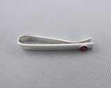 Sterling Silver Ruby Cuff Links and Tie Clip Set | Silver Sculptor