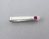 Sterling Silver Ruby Cuff Links and Tie Clip Set | Silver Sculptor