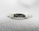 Mom Handwriting Stacking Ring | Silver Sculptor