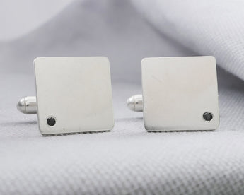 Black Diamond Set Silver Cufflinks | Silver Sculptor