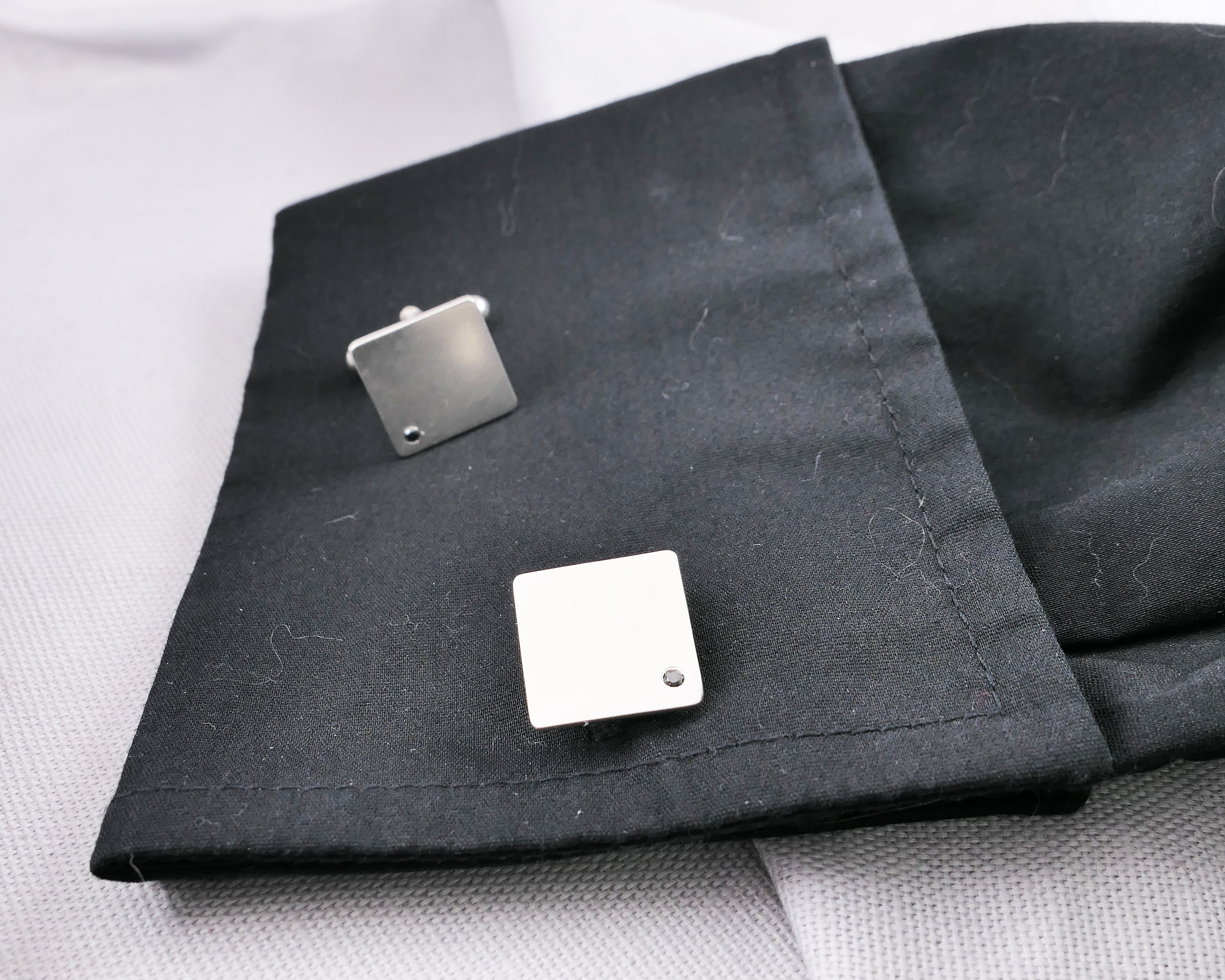Black Diamond Set Silver Cufflinks | Silver Sculptor