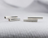 Tube Bar Studs in Sterling Silver