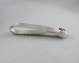 Sterling Silver Ruby Bezel Set Slide Tie Bar