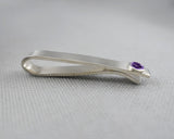 Sterling Silver Amethyst Bezel Set Slide Tie Bar