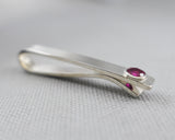 Sterling Silver Ruby Bezel Set Slide Tie Bar