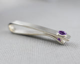 Sterling Silver Amethyst Bezel Set Slide Tie Bar