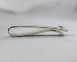 Sterling Silver Ruby Bezel Set Slide Tie Bar