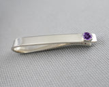 Sterling Silver Amethyst Bezel Set Slide Tie Bar