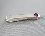 Sterling Silver Ruby Bezel Set Slide Tie Bar