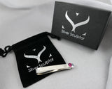 Sterling Silver Ruby Bezel Set Slide Tie Bar