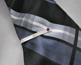 Sterling Silver Amethyst Bezel Set Slide Tie Bar