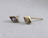 Kite Shaped Rose De France Studs, 14k Yellow Gold | Silver Sculptor