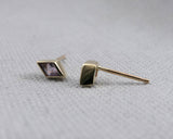 Kite Shaped Rose De France Studs, 14k Yellow Gold | Silver Sculptor