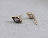 Kite Shaped Rose De France Studs, 14k Yellow Gold | Silver Sculptor