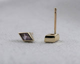 Kite Shaped Rose De France Studs, 14k Yellow Gold | Silver Sculptor