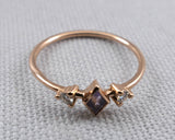 Delicate Rose de France and Moissanite Accent Kite Ring, 14k Rose Gold