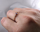 Delicate Rose de France and Moissanite Accent Kite Ring, 14k Rose Gold