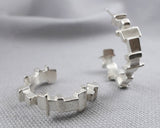 Abstract Formations Silver Hoop Earrings