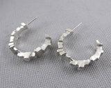 Abstract Formations Silver Hoop Earrings