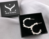 Abstract Formations Silver Hoop Earrings