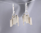 Abstract Formations Silver Drop Earrings
