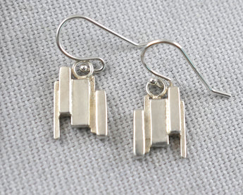 Abstract Formations Silver Drop Earrings