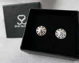 Small Flower Stud Earrings, London Blue Topaz Sterling Silver