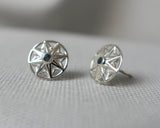 Small Flower Stud Earrings, London Blue Topaz Sterling Silver