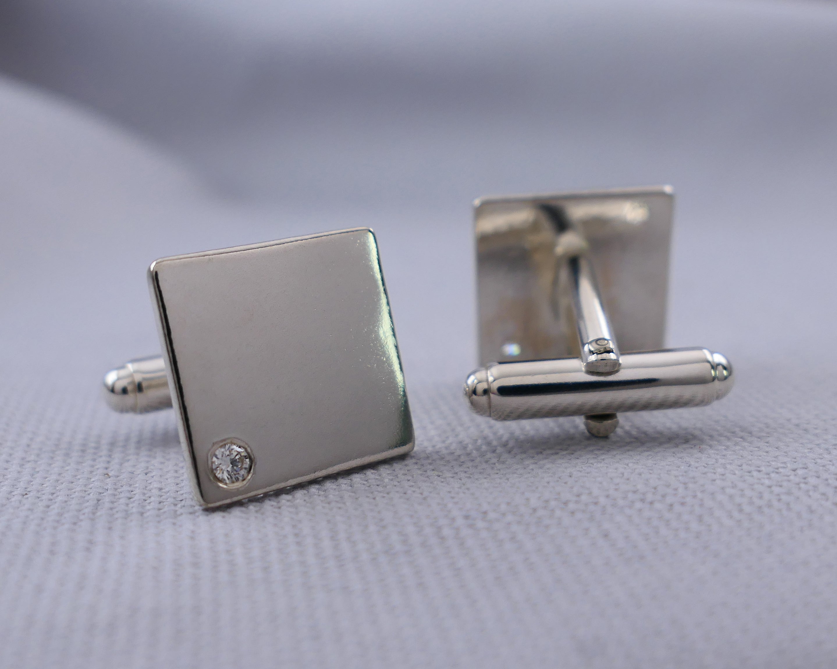 Moissanite Set Cufflinks | Silver Sculptor