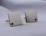 Sterling Silver Ruby Cuff Links and Tie Clip Set | Silver Sculptor