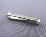 Sterling Silver Aquamarine Bezel Set Slide Tie Bar