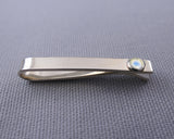 Sterling Silver Moonstone Bezel Set Slide Tie Bar