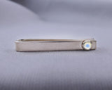 Sterling Silver Moonstone Bezel Set Slide Tie Bar