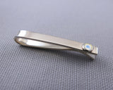 Sterling Silver Moonstone Bezel Set Slide Tie Bar