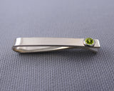 Sterling Silver Peridot Bezel Set Slide Tie Bar